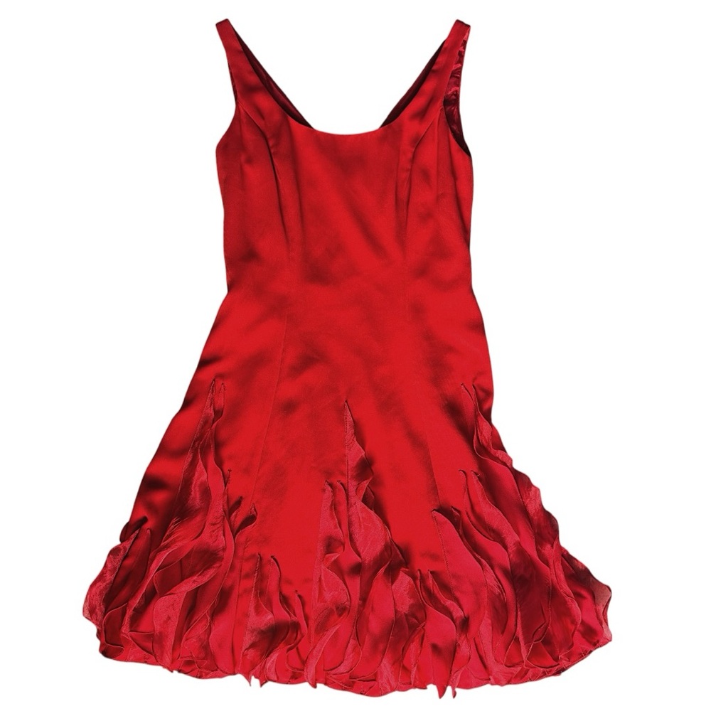 JS Boutique Red Formal Cocktail Prom Dress Red Ruffle Flame Bottom Size 6